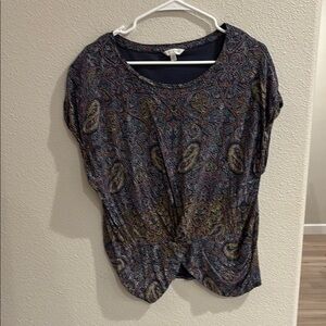 Lucky Brand Blue and Brown Paisley Blouse